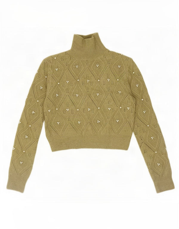 Damski sweter z golfem Zara UK 12 Medium Khaki Argyle/Diament