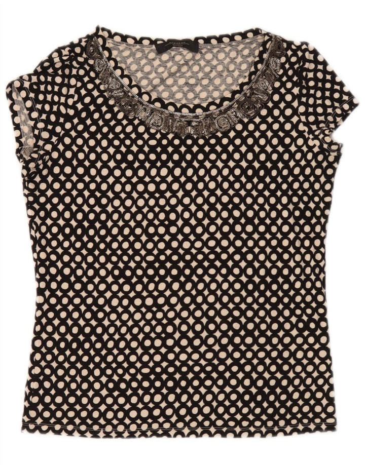 Damska bluzka weekendowa Max Mara Top UK 10 Small Black Spotted Wiskoza