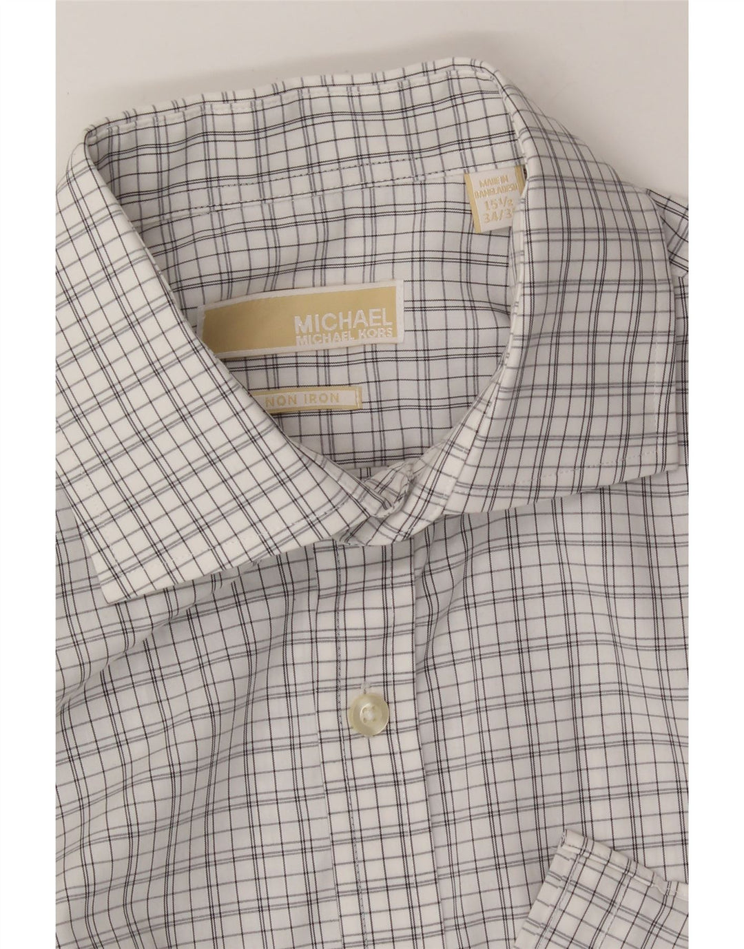 MICHAEL KORS Mens Formal Shirt Size 15 1/2 Medium White Check Vintage Michael Kors and Second-Hand Michael Kors from Messina Hembry 
