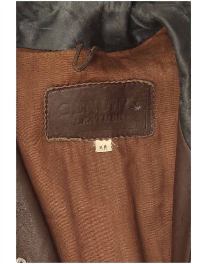 Męska kurtka skórzana w stylu vintage UK 38 Średnia brązowa skóra