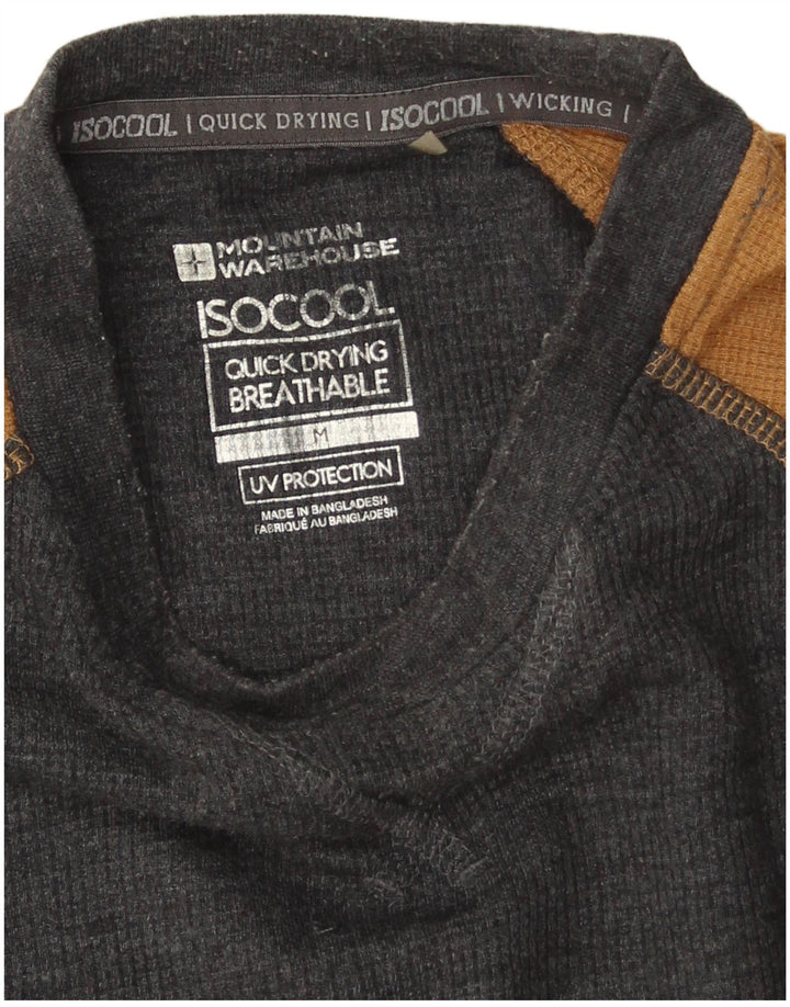 Męski top z długim rękawem Mountain Warehouse, średnioszary, bawełniany w bloki kolorów