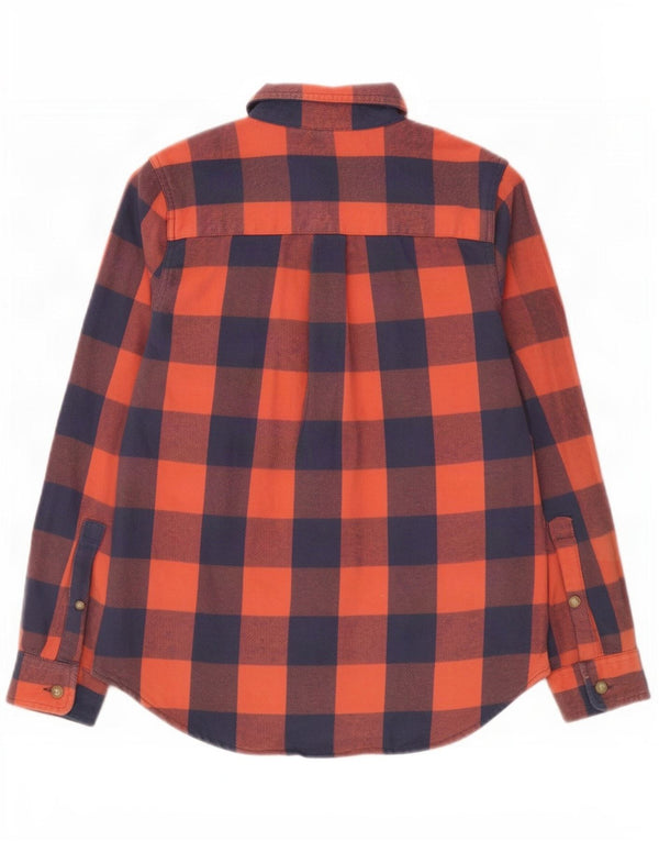 L.L.Bean Damska koszula flanelowa oversize UK 6 XS Pomarańczowa bawełniana kratka