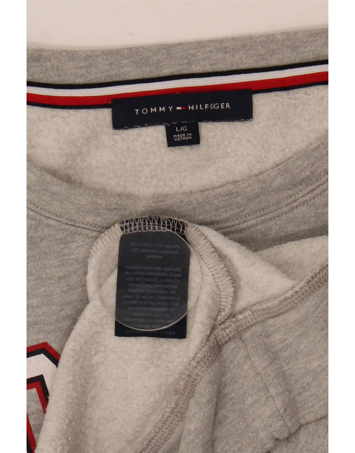 Damska bluza oversize Tommy Hilfiger z grafiką, UK 16, duża, szara