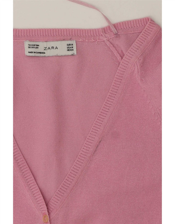 Sweter damski Zara UK 12 Średni różowy bawełniany