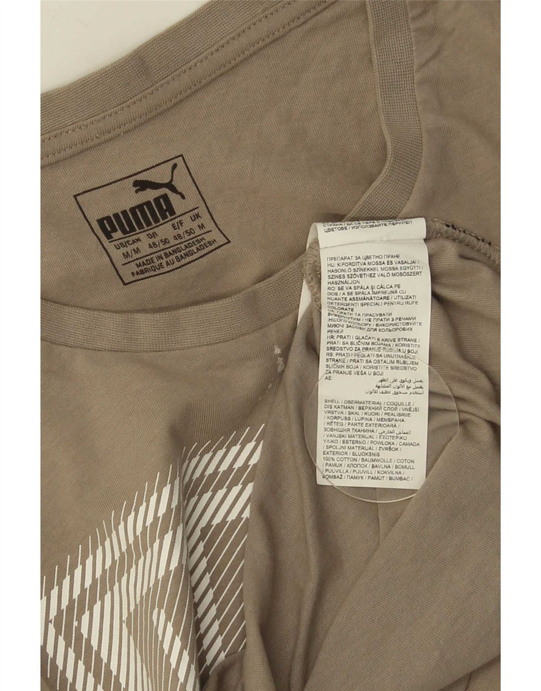 Męska koszulka z grafiką Puma Top, średnia beżowa bawełna