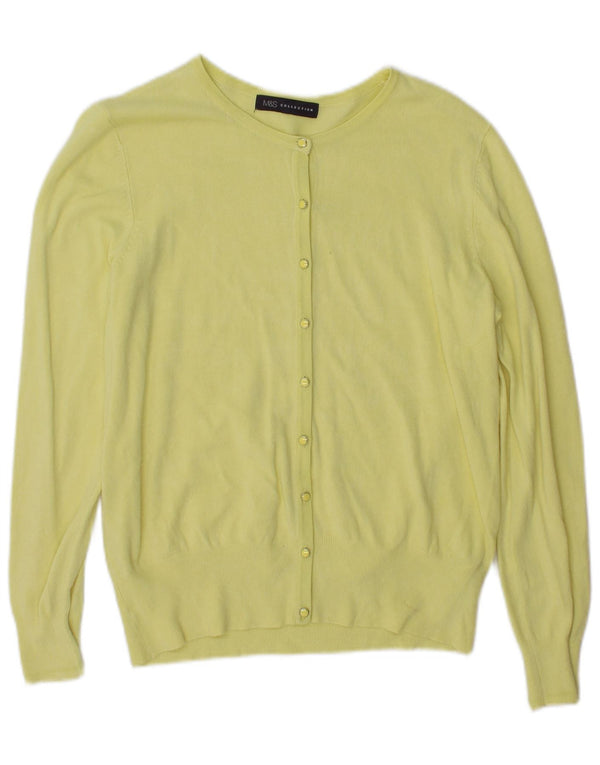 Marks & Spencer Damski sweter kardigan UK 14, duży, żółty, wiskoza