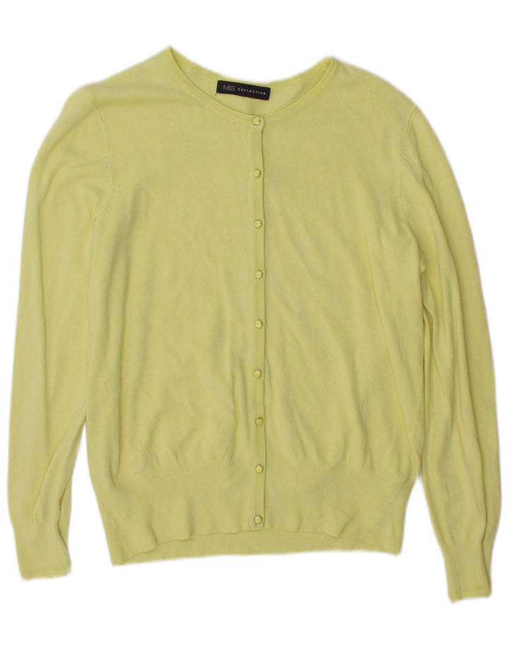 Marks & Spencer Damski sweter kardigan UK 14, duży, żółty, wiskoza