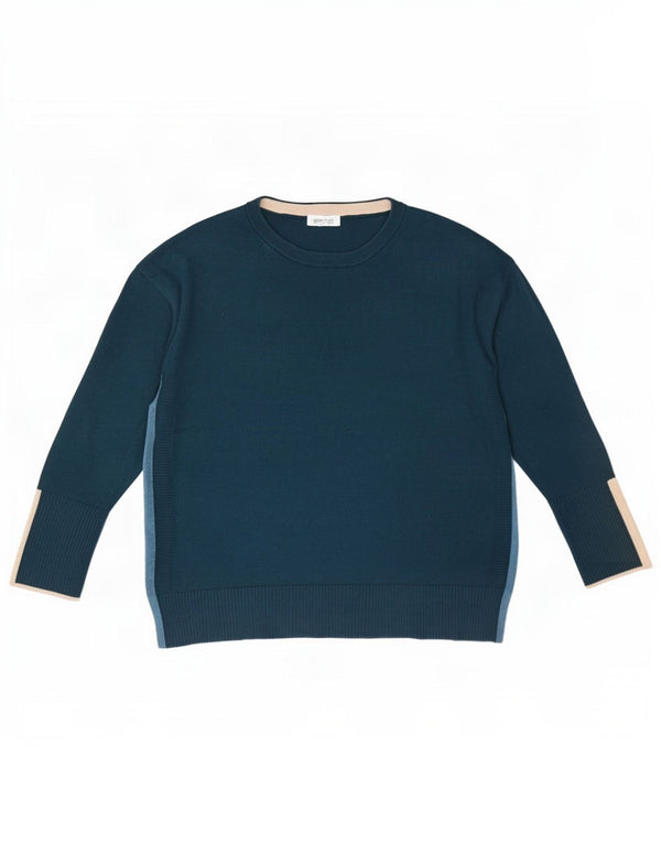 White Stuff Womens Crew Neck Jumper Sweater UK 14 Large Blue Colourblock