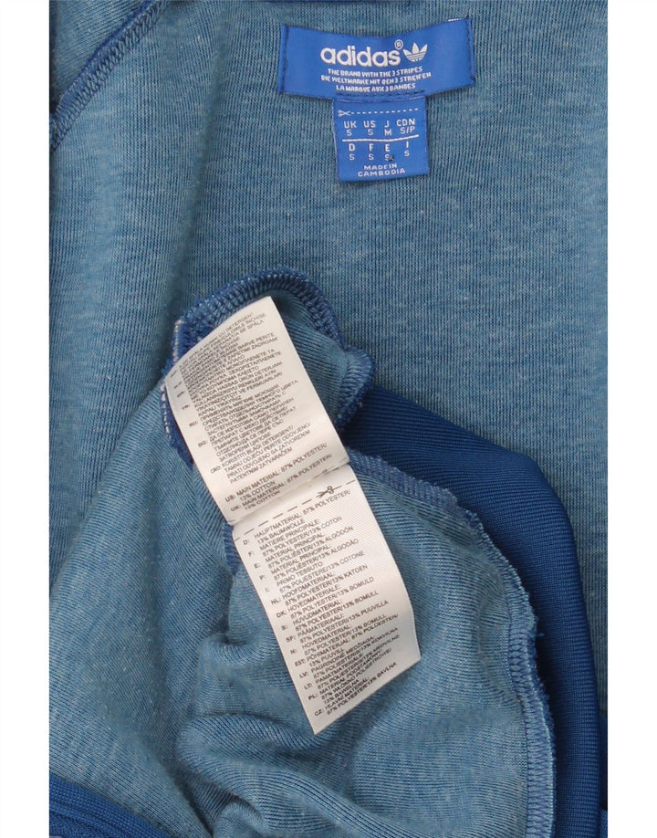 ADIDAS Mens Graphic Zip Hoodie Sweater Small Blue Polyester