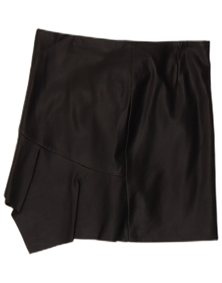 Damska asymetryczna spódnica skórzana Sisley UK 12 Medium W30 Czarny poliester