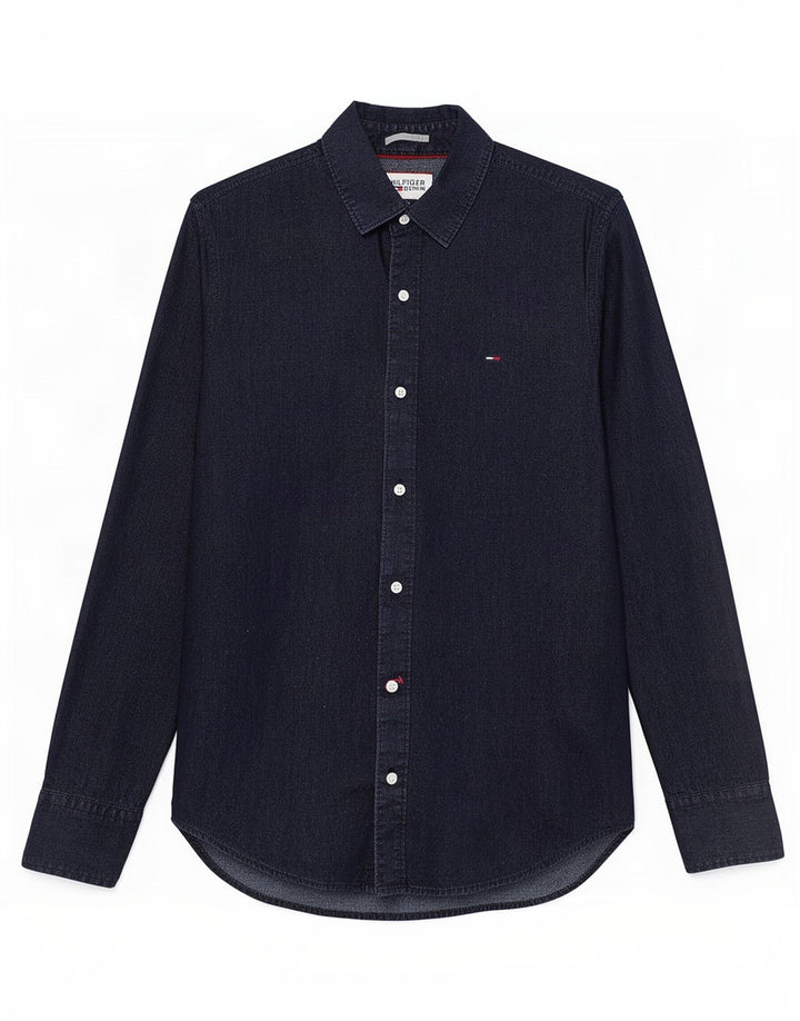 Męska koszula slim fit Tommy Hilfiger w kolorze średniej czarnej bawełny, klasyczna