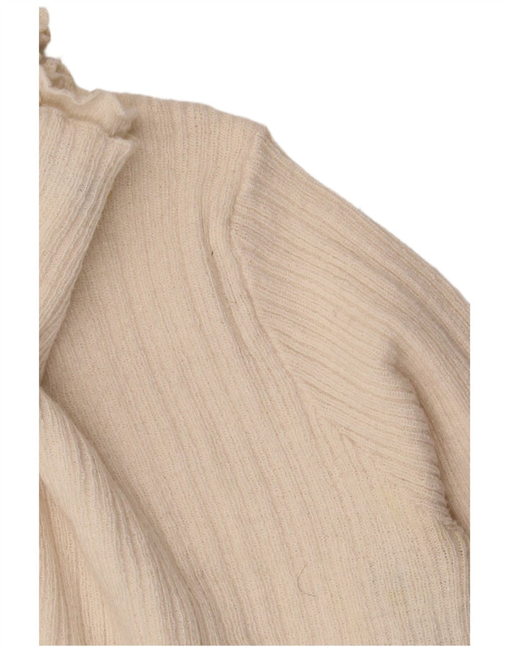 Damski sweter z golfem Zara UK 8, mały, złamany biały poliester