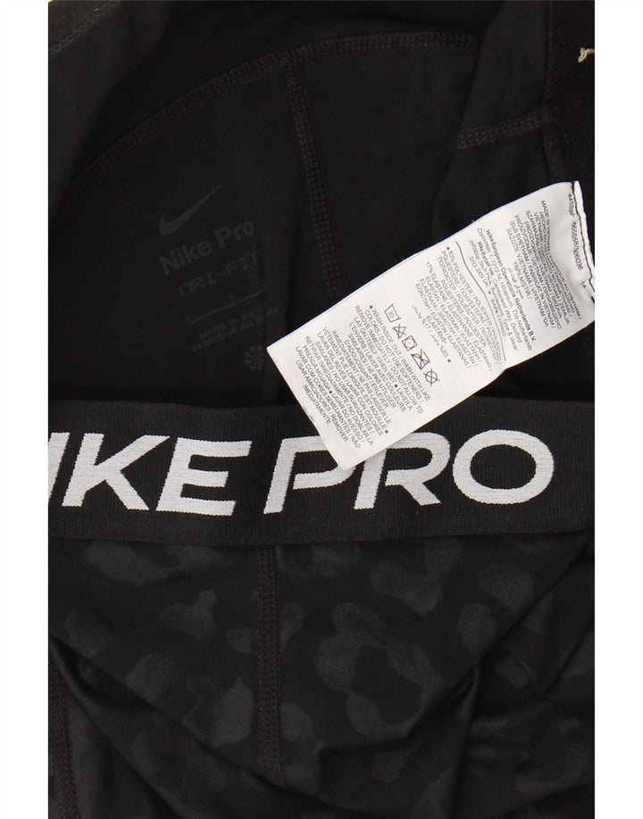 Damskie legginsy Nike Graphic Capri UK 8, małe, czarne, poliestrowe z nadrukiem zwierzęcym