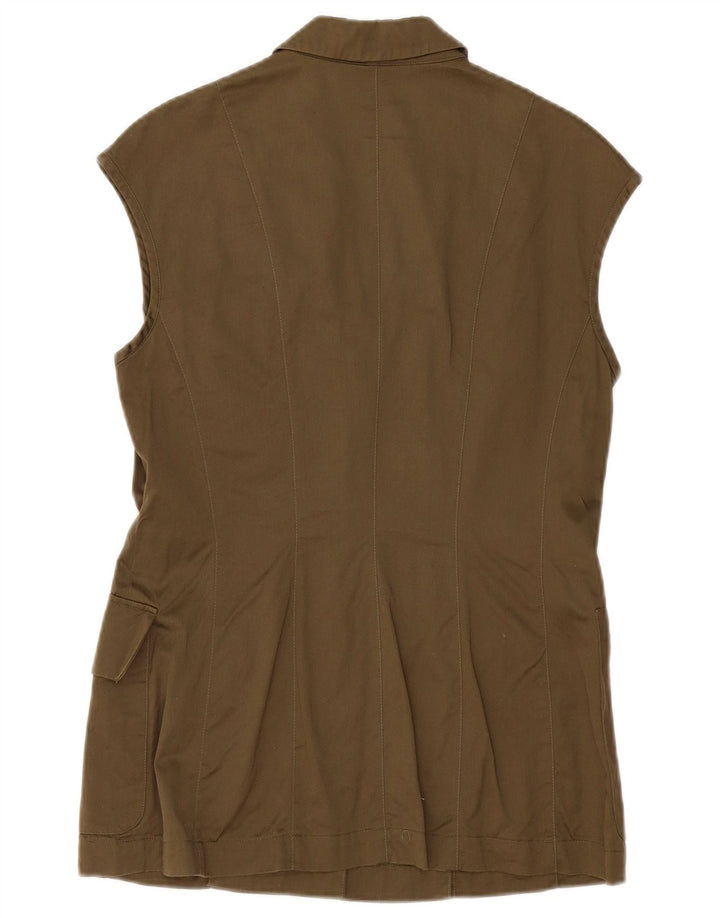 Damska marynarka MONDI zapinana na 4 guziki, bez rękawów, EU 38, średnia bawełna khaki