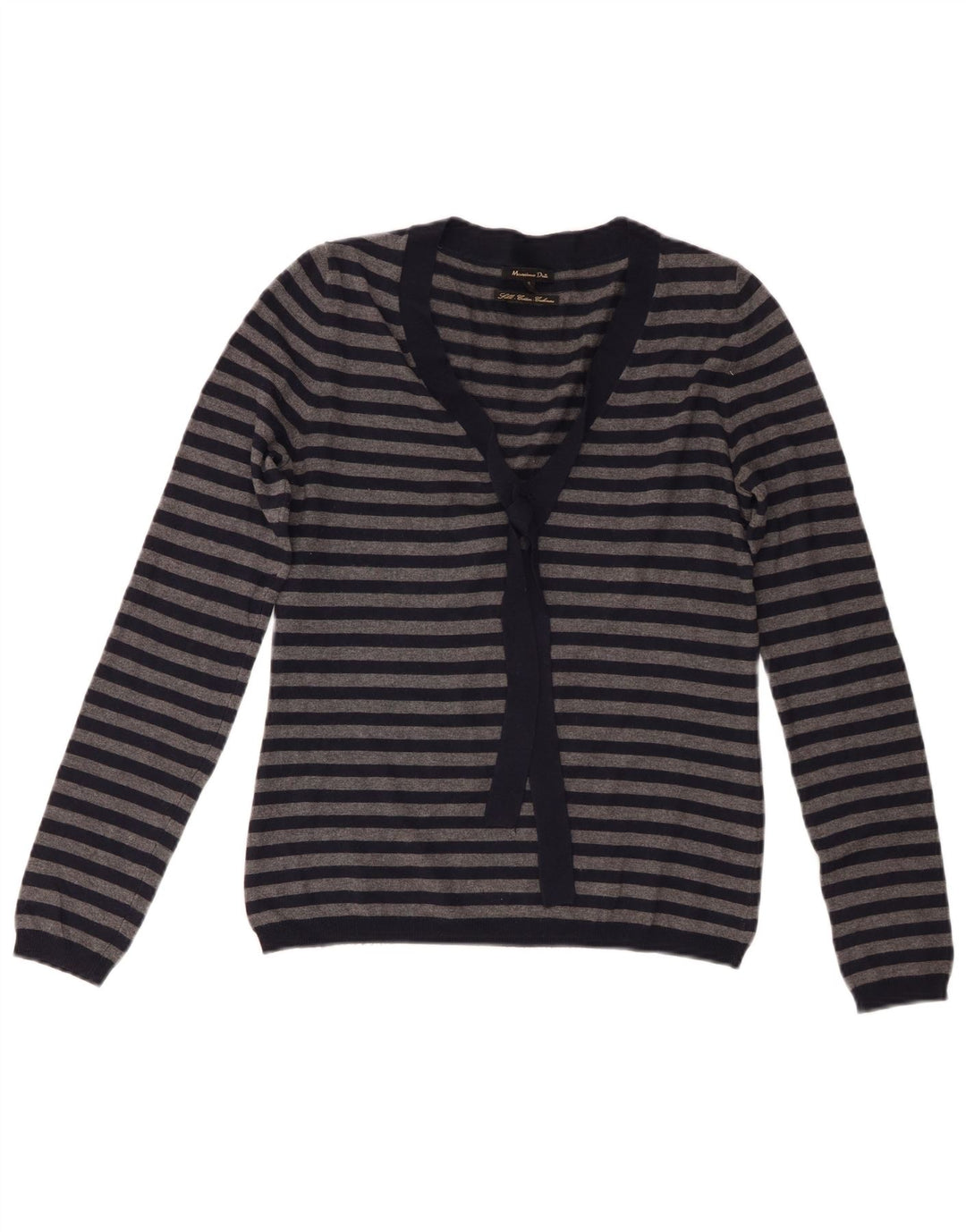 Sweter damski Massimo Dutti z dekoltem w kształcie litery V, UK 8, w małe granatowe paski