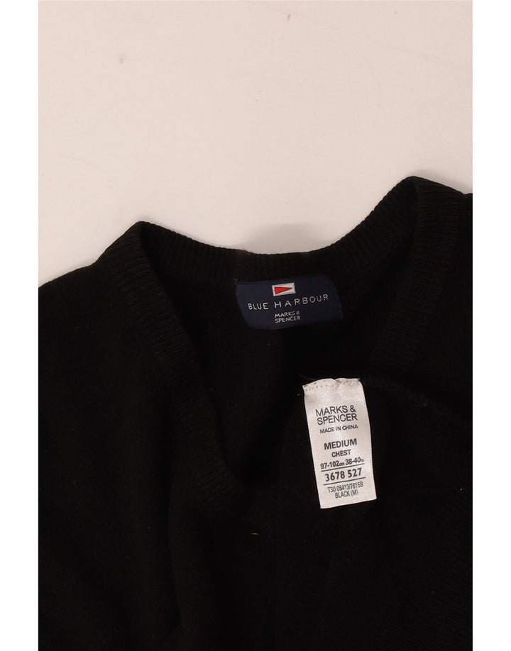 Marks & Spencer Męski sweter z dekoltem w kształcie litery V, UK 38/40, średni czarny