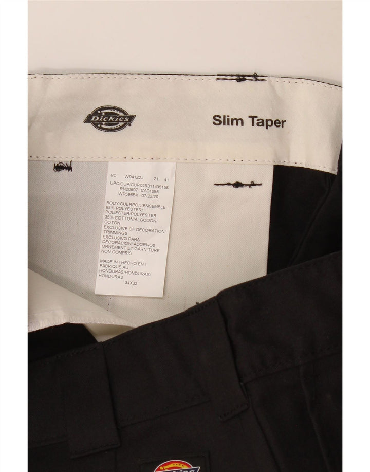 Męskie, wąskie, zwężane spodnie cargo DICKIES W34 L32, czarny poliester