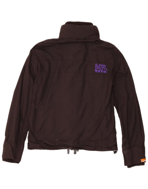 Damska kurtka przeciwdeszczowa Superdry UK 14, duża, czarna nylonowa