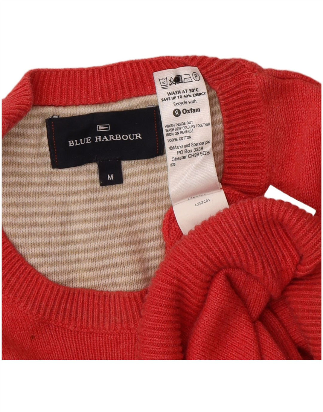 Męski sweter Marks & Spencer Blue Harbor z okrągłym dekoltem, średni czerwony