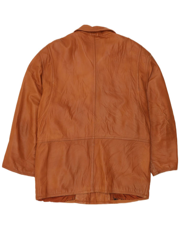 Męski płaszcz skórzany VINTAGE IT 54 2XL Brązowa skóra