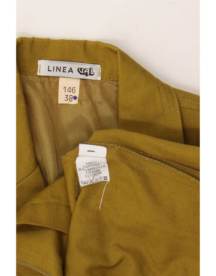 Vintage damska marynarka z 3/4 rękawami i 2 guzikami, EU 38, średnia bawełna khaki