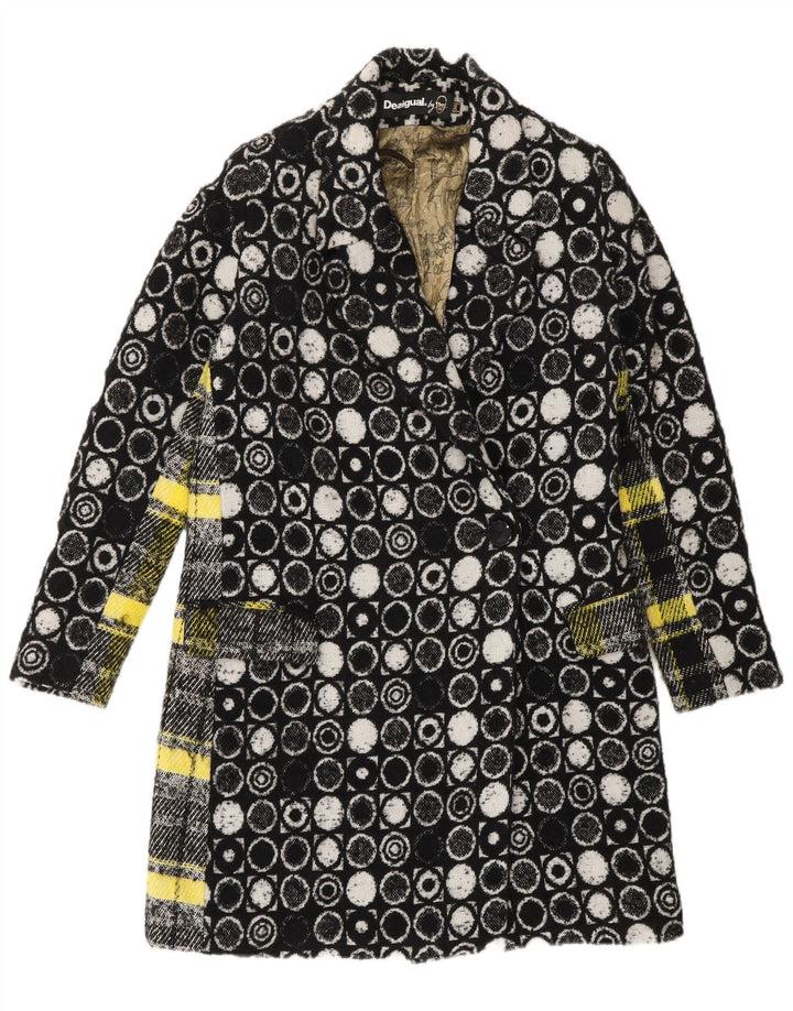Desigual damski płaszcz EU 36 Small Black z geometryczną wiskozą
