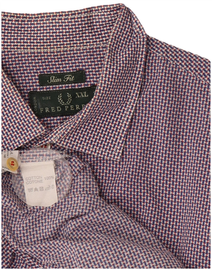 Koszula męska Fred Perry Slim Fit 2XL Granatowa, geometryczna bawełna