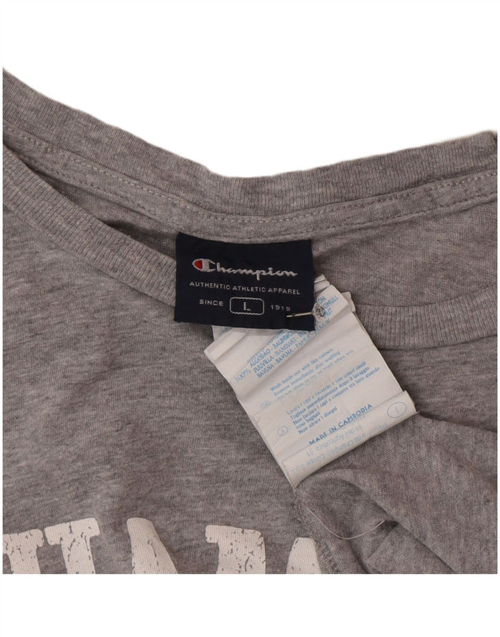 Męski T-shirt Champion Rochester z grafiką, duży, szary, bawełniany