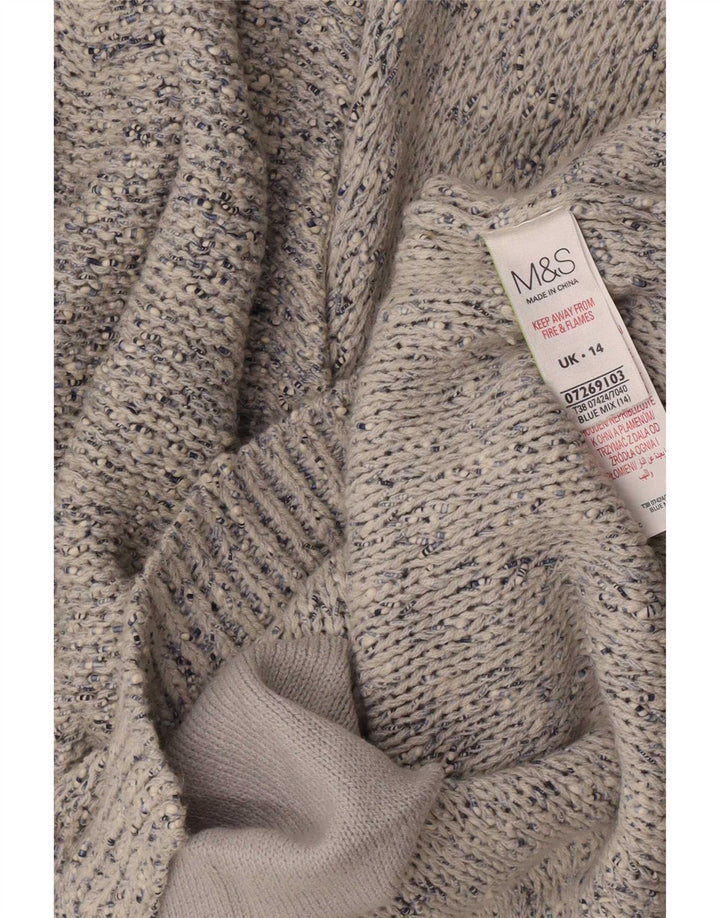 Marks & Spencer Damski sweter rozpinany UK 14 Średnioniebieski, bawełniany nakrapiany
