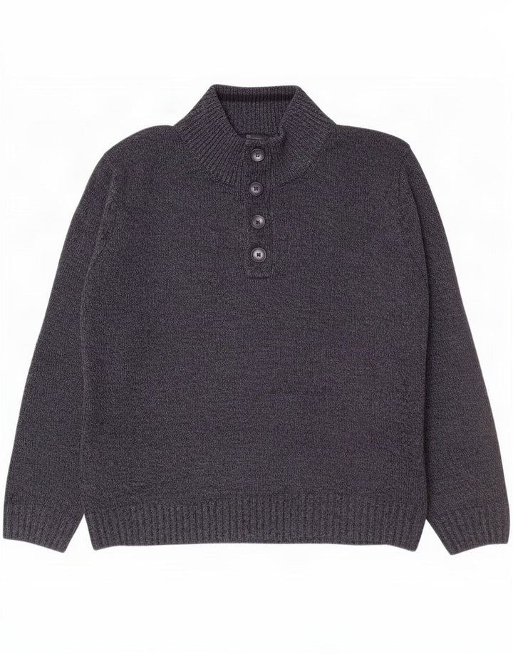 Marks & Spencer Męski sweter zapinany na guziki, duży, granatowy, nakrapiany
