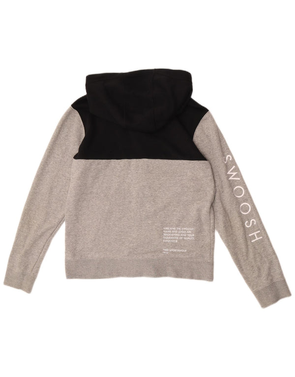 Chłopięcy sweter z kapturem i zamkiem Nike Swoosh Graphic 13-14 lat XL Szary blok kolorów