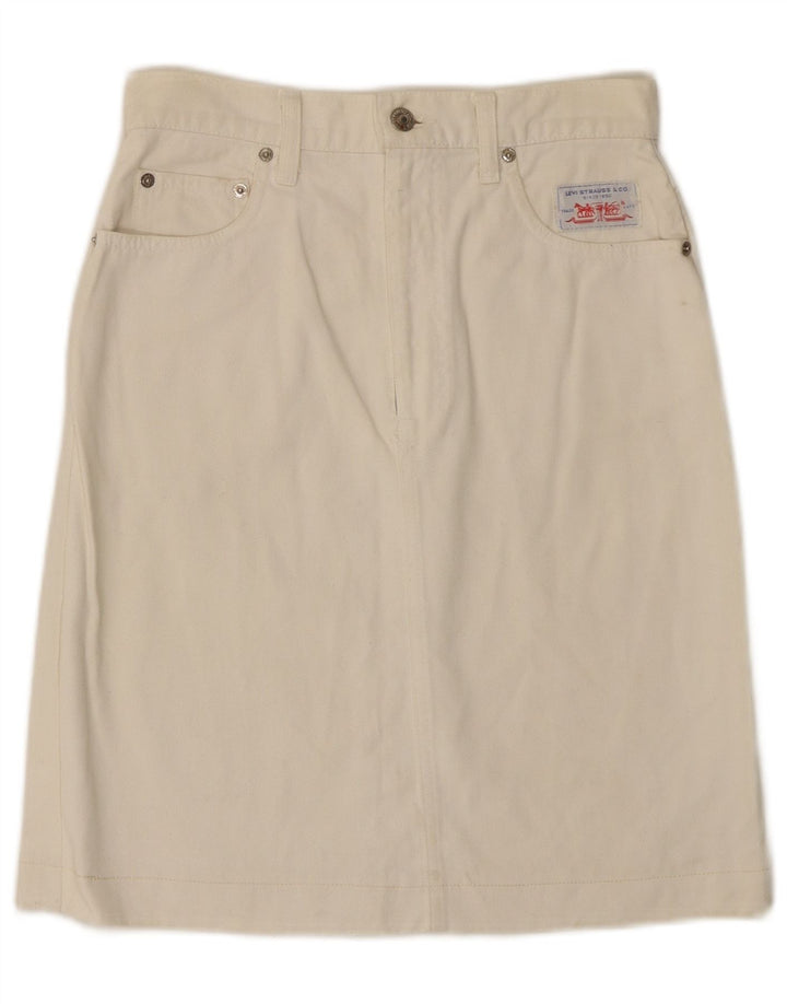 Damska spódnica dżinsowa LEVI'S W26 mała w kolorze złamanej bieli
