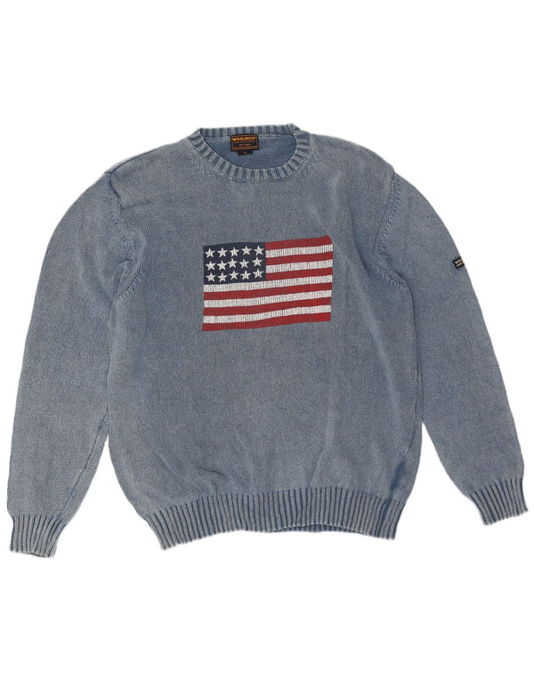 Woolrich Męski sweter z okrągłym dekoltem XL, niebieski, bawełniany