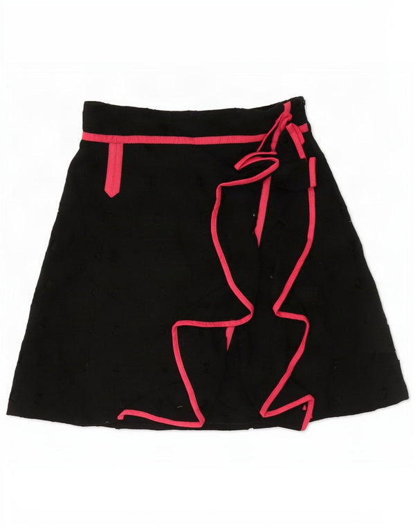 Karen Millen Damska spódnica z falbaną UK 8 Small W26 Czarna geometryczna bawełna