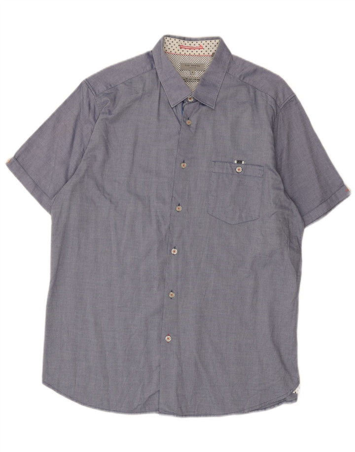 Koszula męska z krótkim rękawem TED BAKER, rozmiar 5, XL, niebieska
