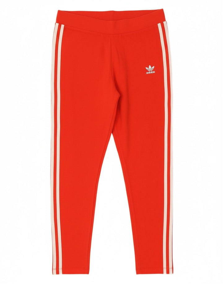 ADIDAS Womens Leggings UK 12 Medium  Red Cotton