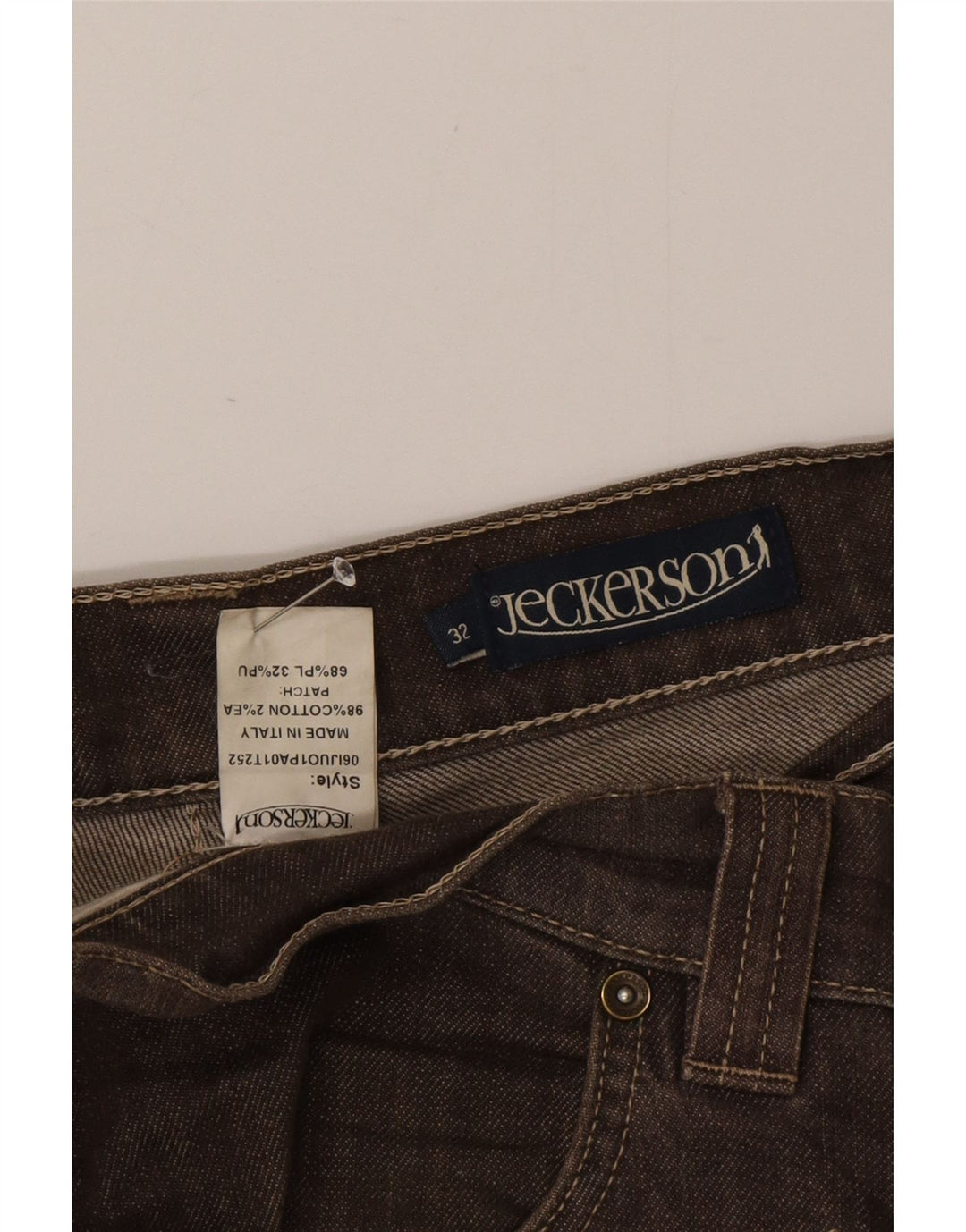 Męskie jeansy slim fit Jeckerson W32 L34 Brązowa bawełna