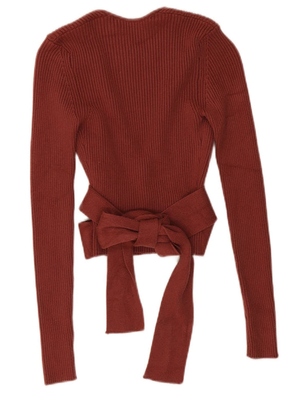 Damski kardigan kopertowy z długim rękawem Zara UK 8 Small Brown Wiskoza