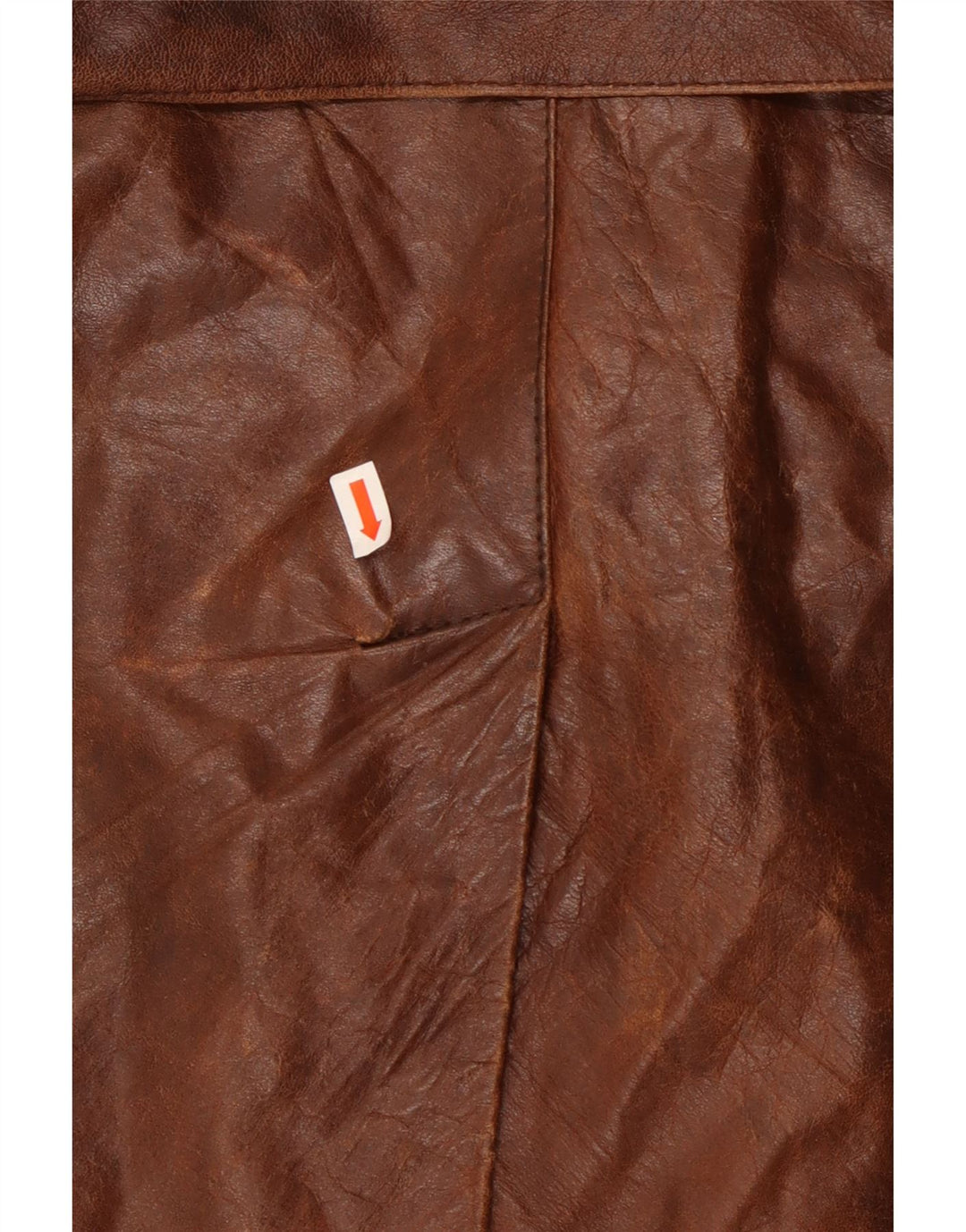 VINTAGE Męski wojskowy płaszcz skórzany z podwójnymi piersiami IT 50, duży, brązowy