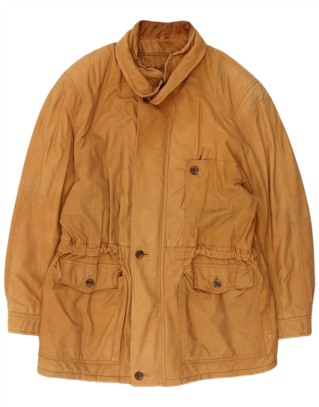 Vintage męska kurtka skórzana IT 54 2XL beżowa