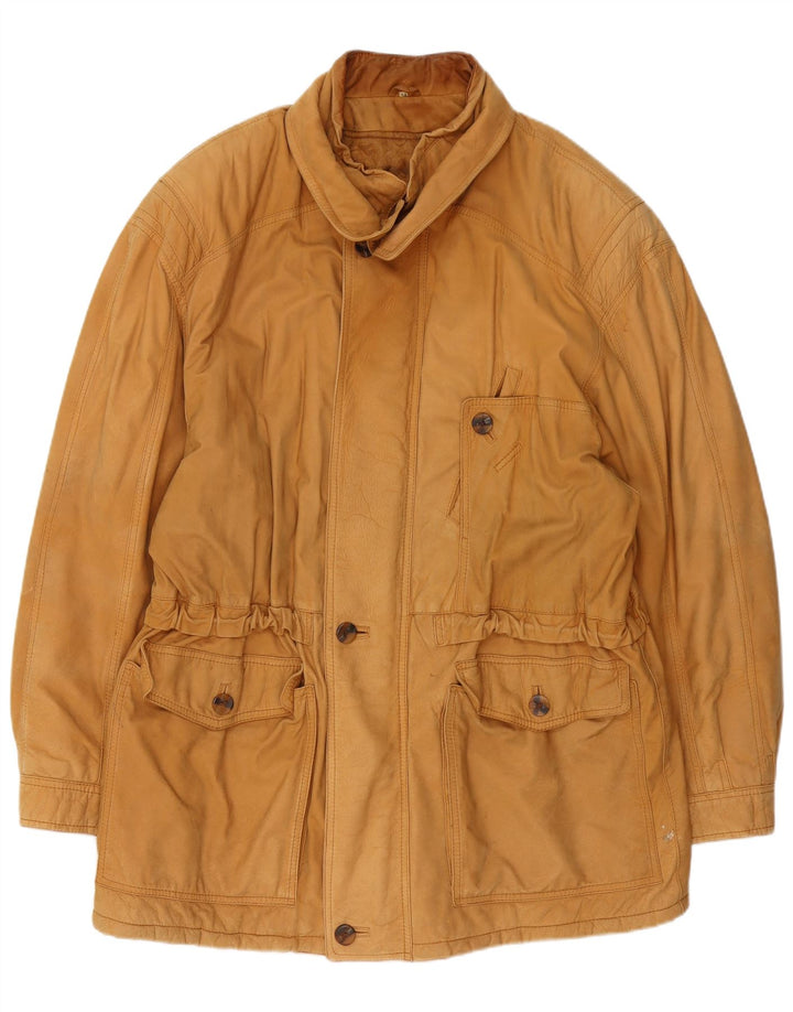 Vintage męska kurtka skórzana IT 54 2XL beżowa