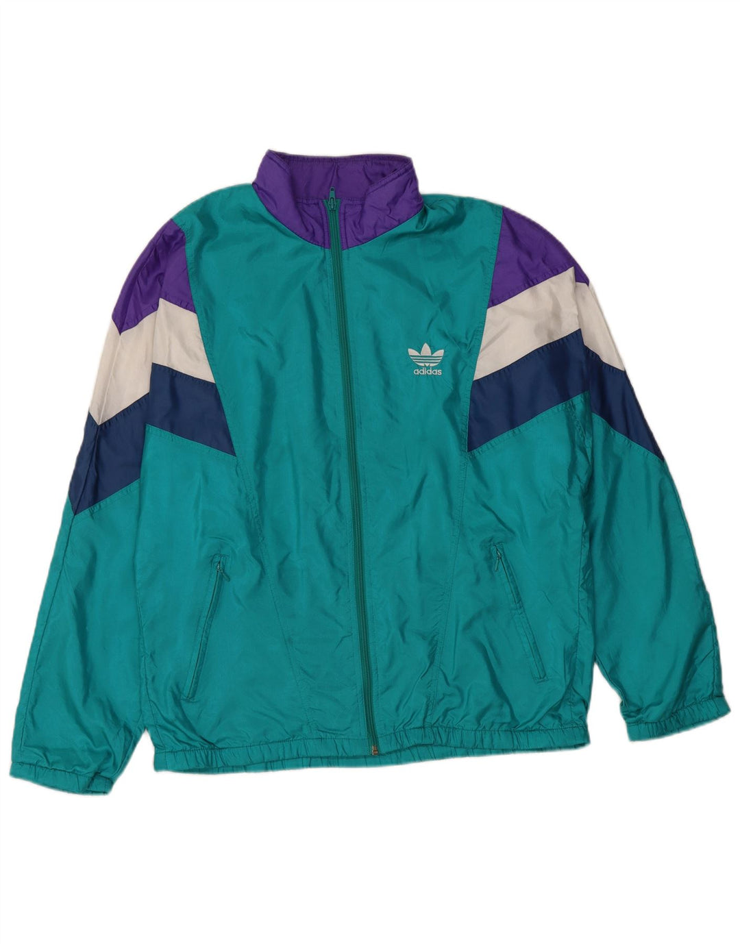 Adidas Męska bluza dresowa Retro Top Jacket UK 36/38 Mały turkusowy poliamid