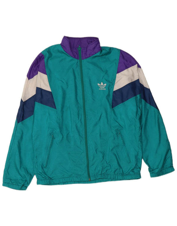 Adidas Męska bluza dresowa Retro Top Jacket UK 36/38 Mały turkusowy poliamid