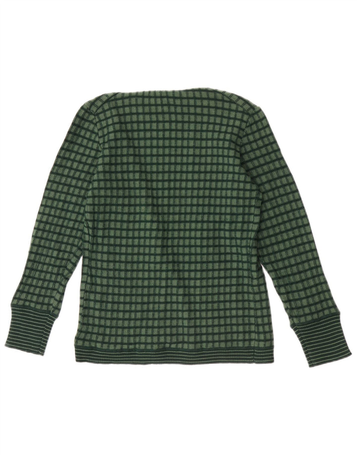 Vintage damski sweter rozpinany IT 44 w średnią zieloną kratkę