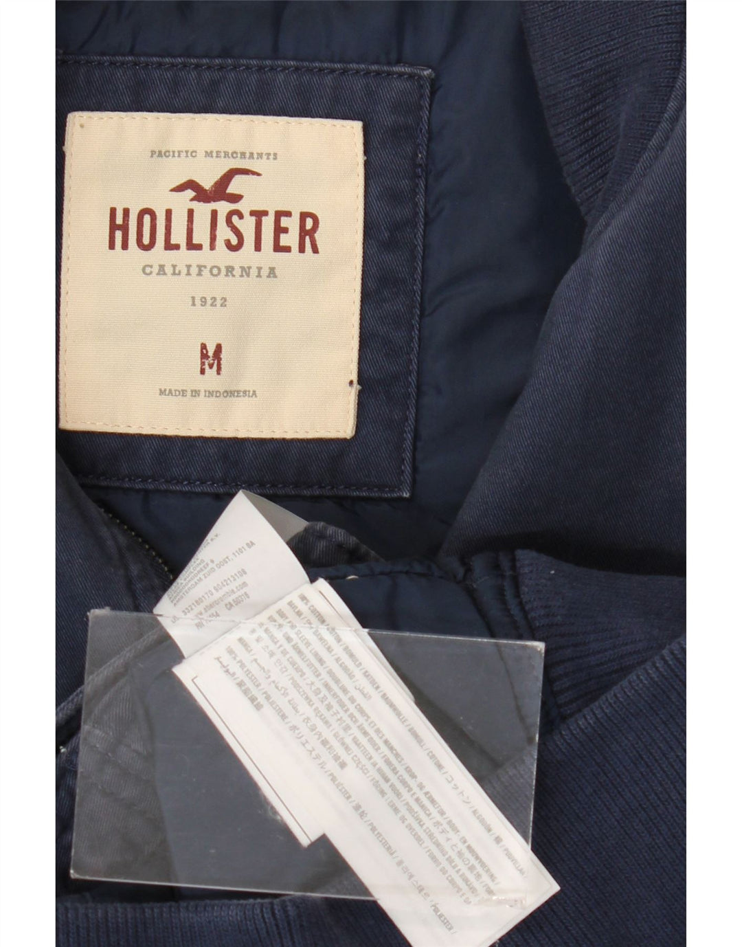 Męska kurtka bomberka Hollister UK 38, średnia, granatowa, bawełniana