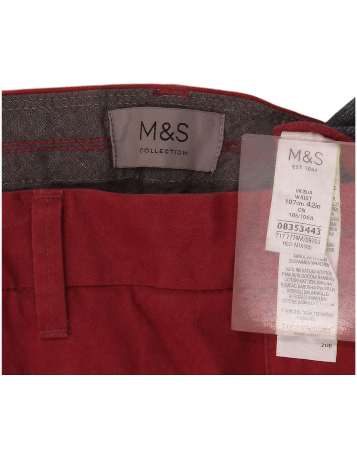 Marks & Spencer Męskie spodenki Chino W42 2XL Czerwone bawełniane