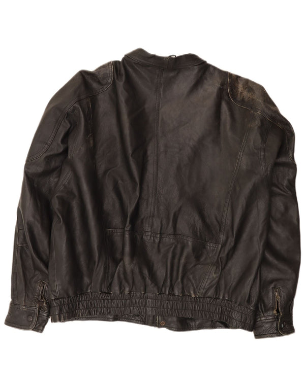 Męska skórzana kurtka bomber w stylu vintage IT 54 2XL czarna