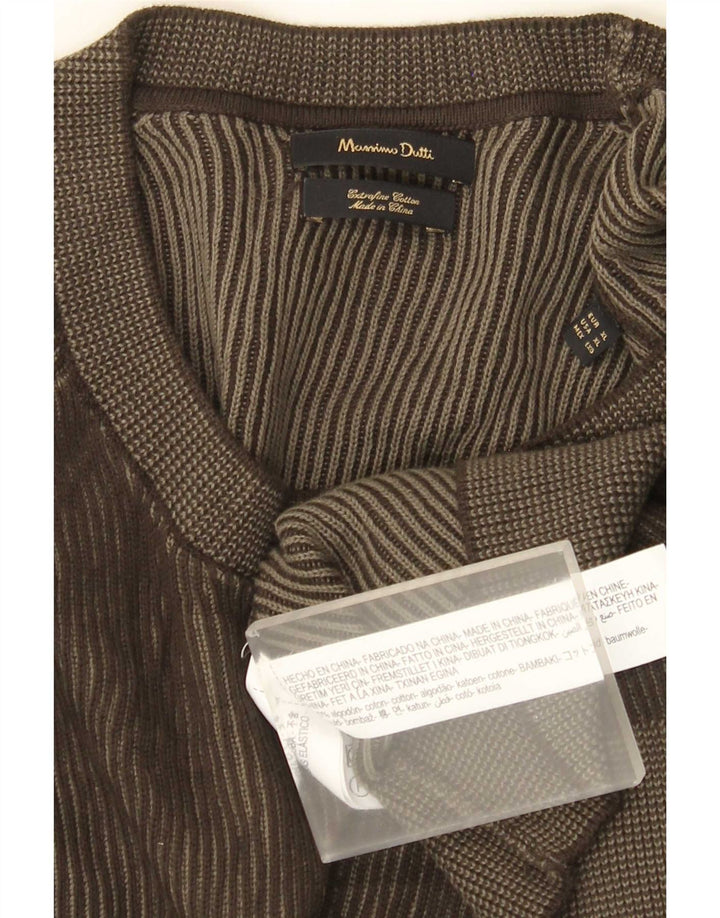 Męski sweter Massimo Dutti z okrągłym dekoltem XL, bawełniany khaki