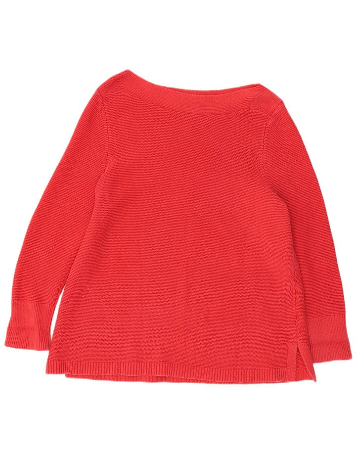 WHITE STUFF Damski sweter z dekoltem w łódkę UK 22 3XL Czerwona bawełna