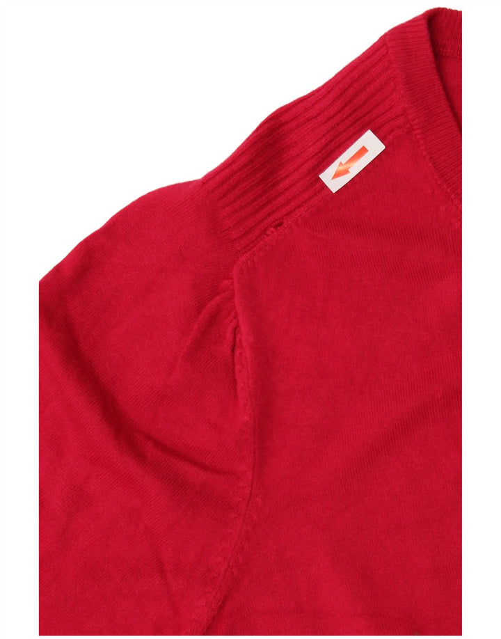 Marks & Spencer Damski sweter typu Crop Cardigan UK 16, duży, czerwony, wiskoza